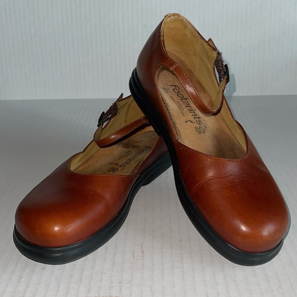 Footprints By Birkenstock Chestnut Leather Mary Jane Clogs
